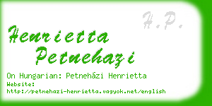 henrietta petnehazi business card